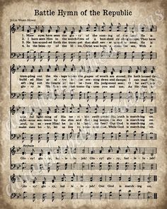 an old sheet music page with the words battle hyrm of the repubbie