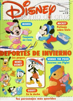 the front cover of a magazine with mickey mouse and other disney characters on it's back