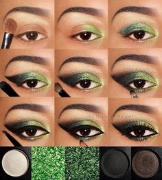 Sultry Green Eye Makeup, Sparkle Green Eye Makeup, Dark Green Eyeshadow Looks Step By Step, Green Smokey Eye Makeup Step By Step, Dark Green Eye Makeup Hooded Eyes, Green Sparkle Eye Makeup, Green Eye Shadow Tutorial, Green Smokey Eye Makeup Black Women