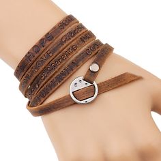 SPECIFICATIONSStyle: ClassicShape\pattern: letterOrigin: CN(Origin)Model Number: KR3022Metals Type: Zinc AlloyMetals Type: CopperMaterial: LeatherItem Type: BraceletsGender: MenFine or Fashion: FashionClasp Type: Toggle-claspsChain Type: Hide RopeBrand Name: kirykleBracelets Type: Wrap Bracelets Leather Pyrography, Collar Ideas, Bracelets For Her, Clay Jewelry Ideas, Valentines Gift For Boyfriend, Fashion Over 60, Wolf Ears, Personalized Leather Bracelet, Leather Bracelets Women