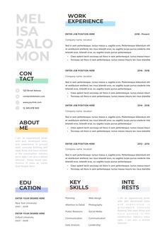 a professional resume with colorful lines on it