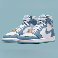 Air Jordan 1 Women Size 5.5 Luxury High-top Custom Sneakers With Cushioned Footbed, Luxury Custom High-top Sneakers With Cushioned Footbed, Luxury Blue High-top Custom Sneakers, Air Jordans 1, Air Jordan 1 Women, Shoes Jordan 1, Jordans 1, Jordan Blue, Shoes Jordan