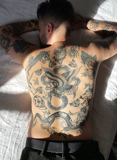 Traditional back piece by Zack Deaton Traditional Tattoo Torso, Traditional Back Piece, Traditional Tattoo Back Piece, Back Piece Tattoo Men, Men Chest Tattoo, Traditional Back Tattoo, Chest Tattoos For Men, Traditional Chest Tattoo, Traditional Tattoo Man