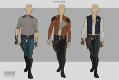 the costumes for star wars characters are shown