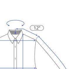 an image of a man's shirt with measurements for the collar and chest area