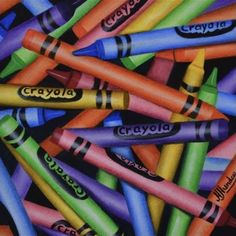 a painting of crayons with the words crayon written on them in different colors