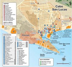 a map of cabo san lucas, california with all the major cities and roads