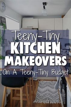 Teeny Tiny Kitchen Makeovers on a Teeny-Tiny Budget Tiny Tiny Kitchen, Making The Most Of A Small Kitchen, Colorful Tiny Kitchen, Small Kitchen For Studio, Small Kitchen Remodel Minimalist, Small Apartment Kitchen With Island, Small Kitchen Diy Makeover Budget, Tiny Kitchen Remodel On A Budget, Tiny Kitchen Layouts