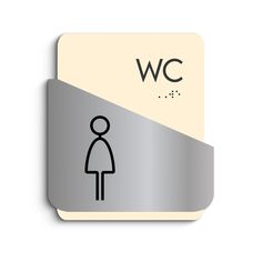 a woman's restroom sign with the word w c on it