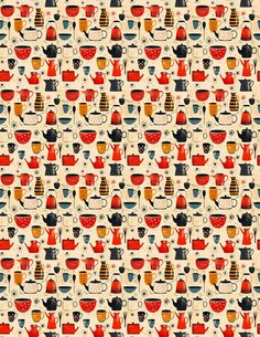 an image of a pattern with cups and spoons