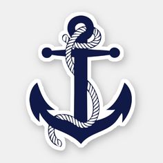 an anchor sticker with rope on the front and back of it, against a white background