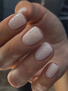 Nail Shapes:Square \nColor:Light Grey \nType:Bare Nails \n Milky Nails, Short Press On Nails, Colorful Nails, Her Nails, White Nail, Nail Arts, Artificial Nails