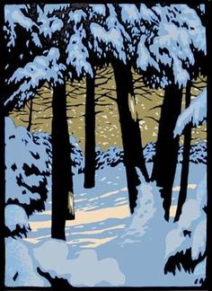 a snowy forest with trees and the words peace on earth