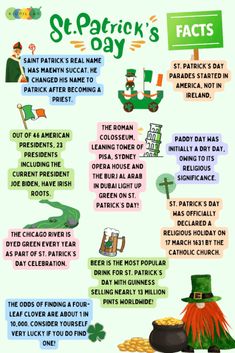 st patrick's day info sheet with irish symbols and words on the front page