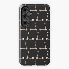 black and white pattern with scooters on it iphone case / skin phone cover