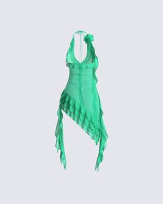 Christine Green Ruffled Mini Dress – FINESSE Cheap Green Ruffled Sets, Luxury Green Draped Mini Dress, Green 2000 Dress, Finesse Mindy Dress, Luxury Fitted Green Mini Dress, Moda2000 Green Dress, Rosette Trim, Fuzzy Skirt, Pink And Green Dress