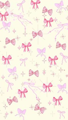 pink bows and stars on a white background