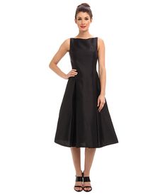 Adrianna Papell Sleeveless Tea Length Dress Black - Zappos.com Free Shipping BOTH Ways Black Tea Length Dress, Neon Prom Dresses, Tea Length Skirt, Below The Knee Dresses, Tea Length Dress, Black Tie Dress, Backless Prom Dresses, Mothers Dresses, Black Wedding Dresses