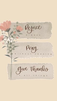 three flowers with the words pray, pray and give thanks