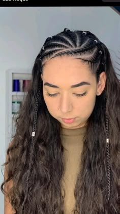 Hairstyles Braids Half Up Half Down, Pretty Braided Hairstyles Half Up, Puerto Rican Braids, Half Braided Hairstyles Curly Hair, Cornrow Designs For Women, Latina Braids Hairstyles, Half Head Braids, Mexico Braids, Braids In The Front Natural Hair