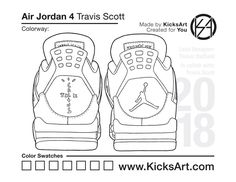 Jordan 4 Sketch, Jordan Coloring Pages, Air Jordan 4 Travis Scott, Jordan 4 Travis Scott, Travis Scott Sneakers, Travis Scott Shoes, Sailor Moon Coloring Pages