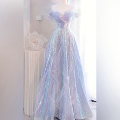 Beautiful Fairy-Esque Long Prom Dress! Perfect For Any Prom, Ball, Black-Tie Event, Etc. Fast Us Shipping! Cinderella 2021 Dress, Iredesant Prom Dresses, Prom Dresses 2023 Pastel, Pretty Dresses Blue, Modern Day Princess Dresses, Prom Dresses Under 100 Dollars, Fairy Prom Dress Elegant, Whimsical Prom Dress Fairytale, Fairycore Prom Dress