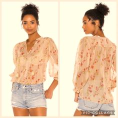 Nwt Paige Blouse “ Indir" Multicolor Floral Size Xs Retail $199 * 98% Poly, 2% Metallic * Dry Clean Only * Split Neckline With Tassel Tie Closure * Smocked Yoke And Cuffs * Semi-Sheer Fabric With Lurex Detail * Imported Great For Date Night, Office , Sunday Brunch , Or Just Looking Fabulous Peach V-neck Summer Blouse, Summer Peach V-neck Blouse, Summer V-neck Peach Blouse, Feminine Peach Top For Spring, Feminine Fitted Peach Blouse, Apricot Long Sleeve Top For Summer, Feminine Peach Tops For Spring, Peach Floral Print Summer Blouse, Apricot Long Sleeve Blouse For Spring