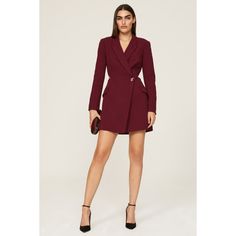 Maroon crepe (66% Recycled Polyester, 30% Viscose, 4% Elastane). Lining (100% Viscose). Hourglass. Long sleeves. V-neck. Front button closure. 34" from shoulder to hemline. Imported. Maroon Blazer, Rent The Runway, Jonathan Simkhai, Closet Designs, Blazer Dress, Fashion Inspo, Long Sleeves, V Neck, Blazer