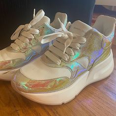 Hey Everyone! Feast Your Eyes On These Stylish Alexander Mcqueen Holo Women's Sneakers In Size 6.5! The Holographic Design Adds A Touch Of Magic To Any Outfit, Making Heads Turn Wherever You Go! These Sneakers Are Gently Worn But Still In Excellent Condition, Ready To Be Rocked By Their Lucky New Owner! With A Perfect Balance Of Comfort And Fashion-Forwardness, These Kicks Are A Must-Have For Any Sneaker Enthusiast. Elevate Your Style Game And Step Into The Spotlight! Don't Let This Opportunity Slip Away Grab Them Now! #Sneakerenthusiast #Alexandermcqueensneakers Holographic Design, Alexander Mcqueen Sneakers, Alexander Mcqueen Shoes, Outfit Making, Women's Sneakers, Don't Let, Shoe Brands, Womens Shoes Sneakers, Your Eyes