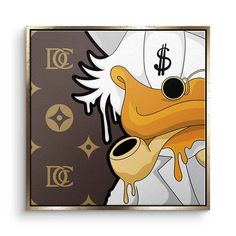 an image of a cartoon character with money on his face