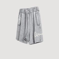 Cotton Streetwear Bottoms With Short Leg, Leisure Cotton Short Pants, Cotton Leisure Shorts, Cotton Drawstring Athleisure Bottoms, Cotton Drawstring Bottoms In Athleisure Style, Cotton Athleisure Bottoms With Drawstring, Cotton Drawstring Bottoms For Athleisure, Gray Short Length Bottoms For Streetwear, Leisure Short Drawstring Bottoms