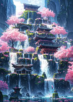 Arte 8 Bits, Dreamy Artwork, Japanese Art Prints, Japon Illustration, Cool Wallpapers Art, Fantasy Art Landscapes, 판타지 아트, Dreamy Art, Pretty Wallpapers Backgrounds