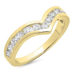 a yellow gold wedding ring with diamonds