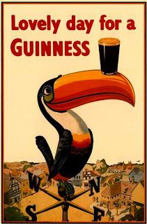 a sign that says lovely day for a guinness with a toucan on it