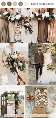 the wedding color palette is earthy neutral tones