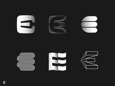 four different types of letters and numbers on a black background