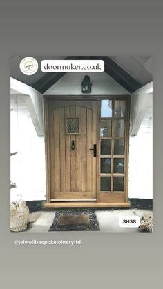 an image of a wooden door on the side of a house with text above it