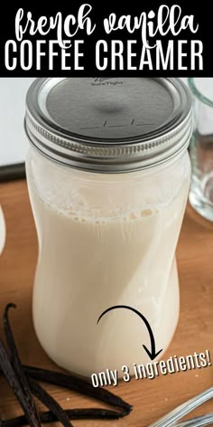 french vanilla coffee creamer in a mason jar