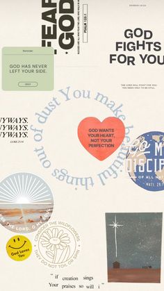 the back cover of a magazine with various stickers on it and an image of a heart