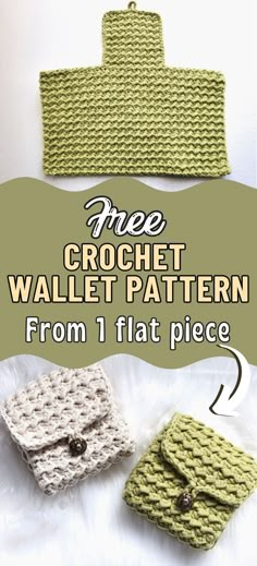 crochet wallet pattern from 1 flat piece with instructions to make it easy and quick