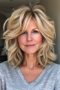 28 Trendy Shaggy Hairstyles for Older Women You Have to See in 2024 – CreativeBooster Hair Golden Blonde, Bobbed Hairstyles With Fringe, Medium Shag Haircuts