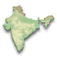 a map of india showing the rivers and land cover in shades of green, brown, and beige