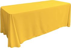 a table covered with a yellow cloth