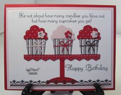 a happy birthday card with cupcakes on it