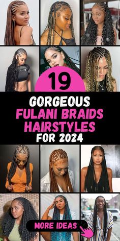 Dive into the latest trends with "19 Fulani Braids Hairstyles Ideas in 2024." Our guide showcases a diverse array of Fulani braids designs, including those adorned with curls and vibrant colors. Whether you prefer short, long, or even boho-inspired styles, this collection invites you to embrace the artistry of Fulani braids. Celebrate your unique style and express yourself with these captivating hairstyles. Long Braid Hair Styles, Braided With Weave Hairstyles, Braids 2024 Trends, Trending Braid Hairstyles 2024, Fulani Braids Hairstyle, Braid Styles 2024, Trending Braids 2024, Funali Braids Styles, Latest Braided Hairstyles 2024