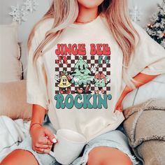 Jingle Bell Rockin' Short Sleeve Tee | Bella + Canvas | Women | Christmas Pink Christmas Png, Groovy Christmas, Product Sale, Pink Santa, Christmas Pink, Harry Potter Anime, Sporting Kansas City, Jingle Bell, Women Christmas