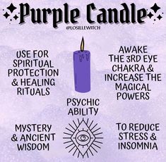 Purple Candle Magic, Mountain Witch, Candle Magick Spells, Purple Candle, Candle Color Meanings, Candle Meaning, Witchy Candles, Candle Magic Spells, Magick Symbols