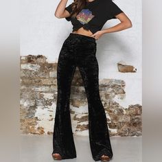 Features: Basic Style Sheer: Opaque Material Composition: 100% Polyester Care Instructions: Machine Wash Cold. Tumble Dry Low. Imported Product Measurements: S:Waist 23.62 In, Hip 30.71 In, Bottom Length 40.75 In M:Waist 25.20 In, Hip 32.28 In, Bottom Length 41.14 In L:Waist 27.56 In, Hip 34.65 In, Bottom Length 41.73 In Xl:Waist 29.92 In, Hip 37.01 In, Bottom Length 42.32 In **Expect 5-10 Business Days For Orders To Ship Outbundle And Save! Discount Of 30% On Bundles Of 3 Or More. Thank You For Velvet Bell Bottoms, Celana Fashion, Bell Bottom Trousers, Velvet Flare Pants, Trousers Women Wide Leg, Black Velvet Pants, Velvet Flares, Pastel Outfit, High Street Fashion