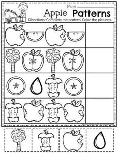 an apple pattern worksheet to help students learn how to make their own patterns