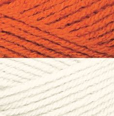 two skeins of orange and white yarn on top of each other in different colors